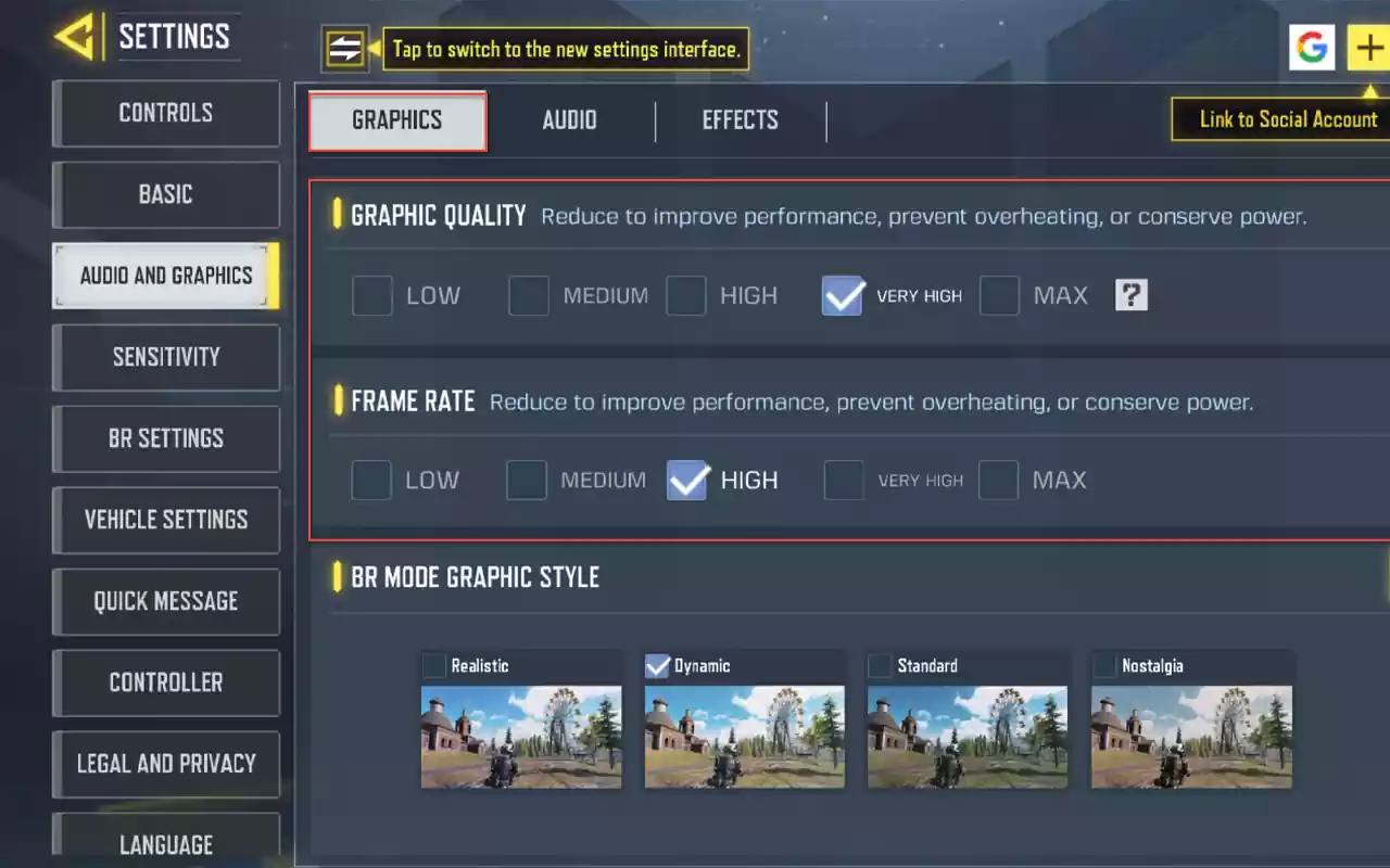 تنظیمات گرافیکی کالاف موبایل