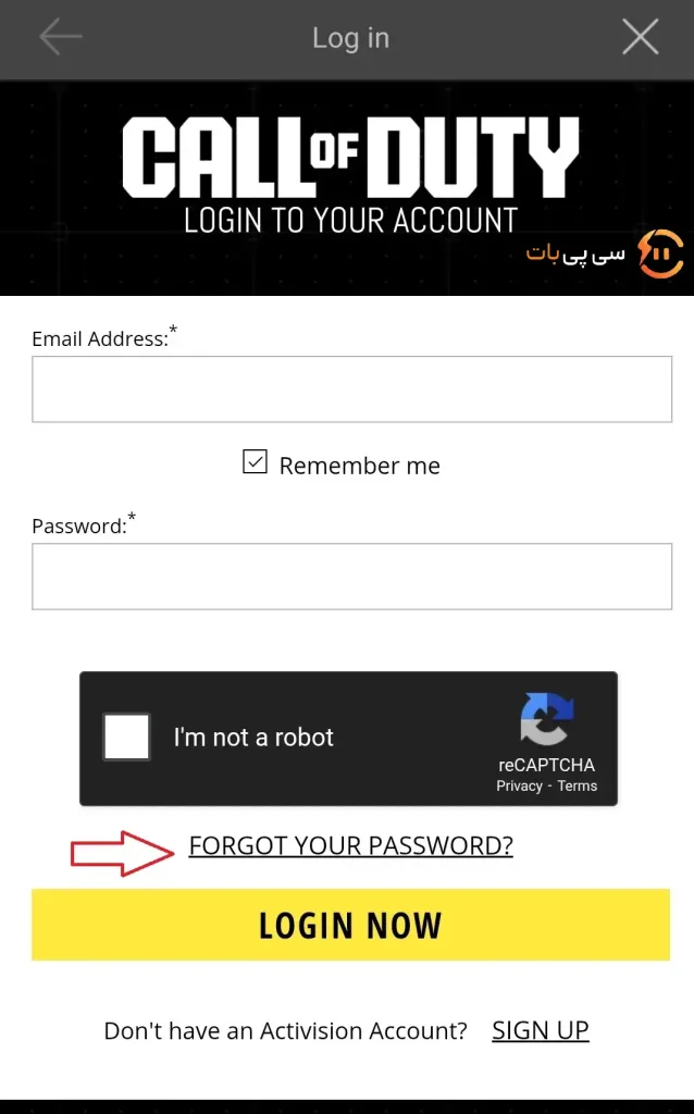 فراموشی رمز اکانت کالاف موبایل ۵