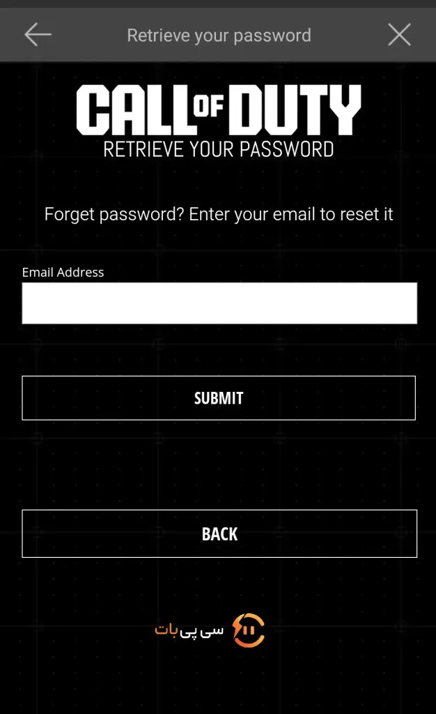 فراموشی رمز اکانت کالاف موبایل ۶