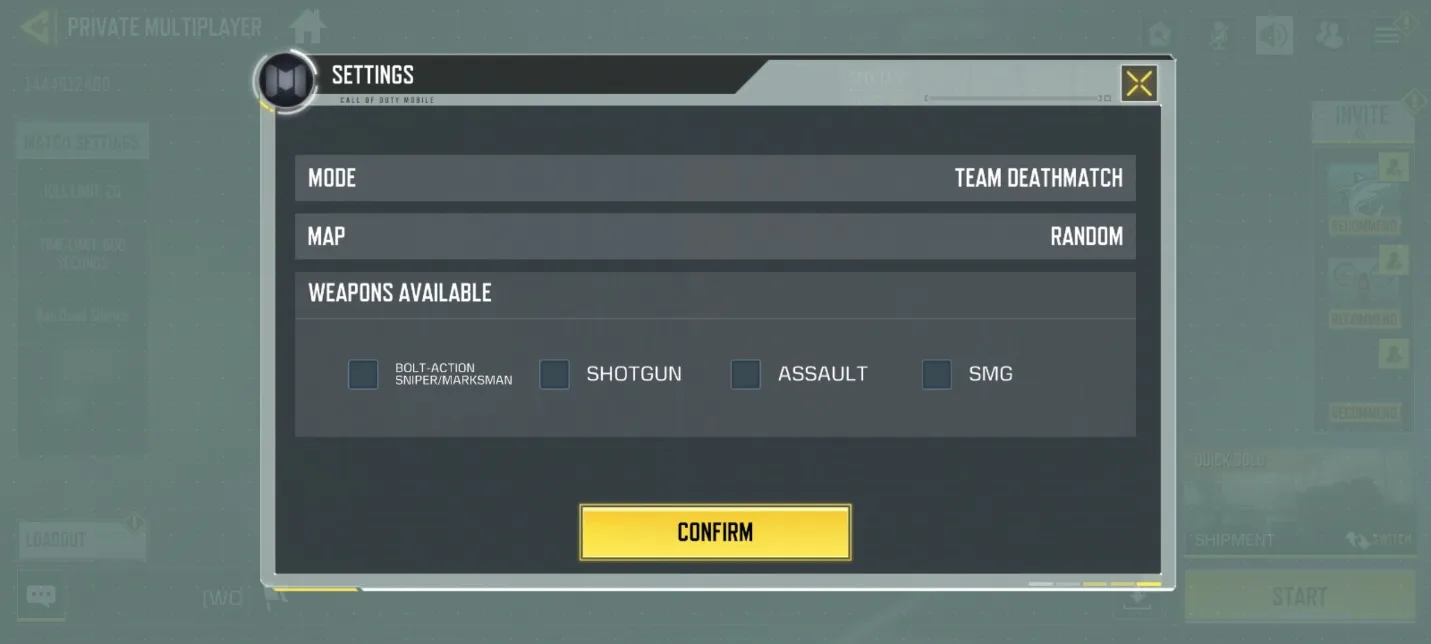 انتخاب مود و مپ در کالاف دیوتی موبایل