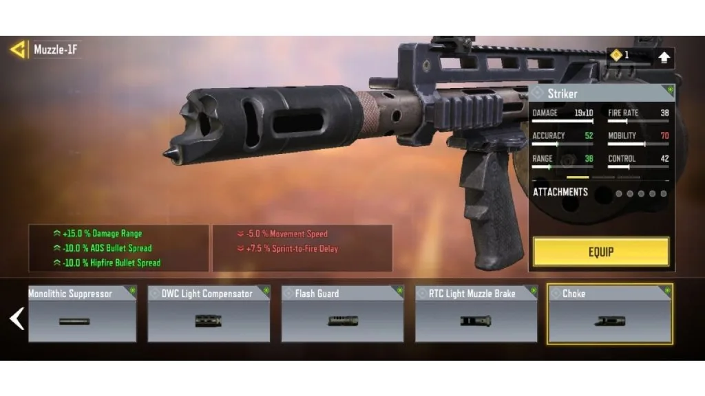 بهترین اتچمنت Striker برای بتل رویال - Choke