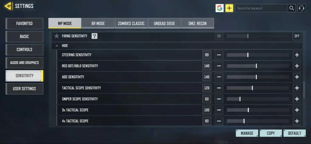 ترجمه سنس بخش Firing Sensitivity کالاف دیوتی موبایل