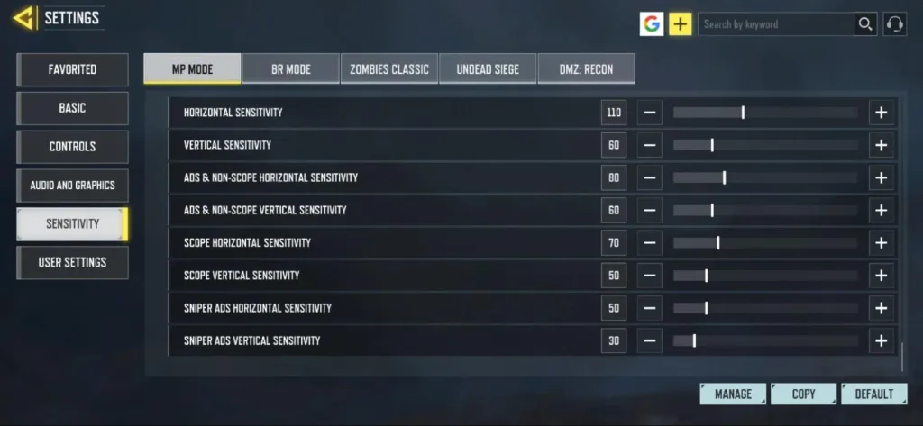ترجمه سنس ADS & Non-Scope Vertical Sensitivity