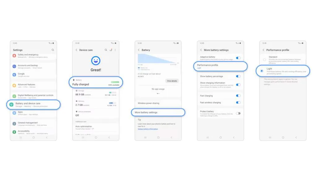 چک کردن بخش performance گوشی های سامسونگ برای برطرف کردن احتمالی لگ